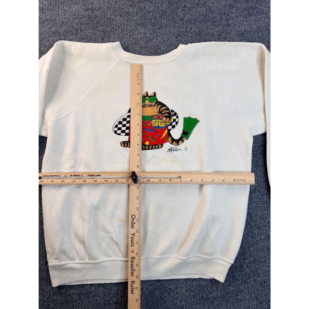 Vintage Crazy Shirts Hawaii B Kliban Cat Sweatshirt Large White Graphic Crewneck - Picture 3 of 9